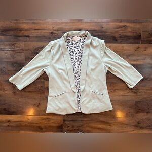 Skies Are Blue Sage Open Front Blazer Lined Floral Jacket Layering Piece L